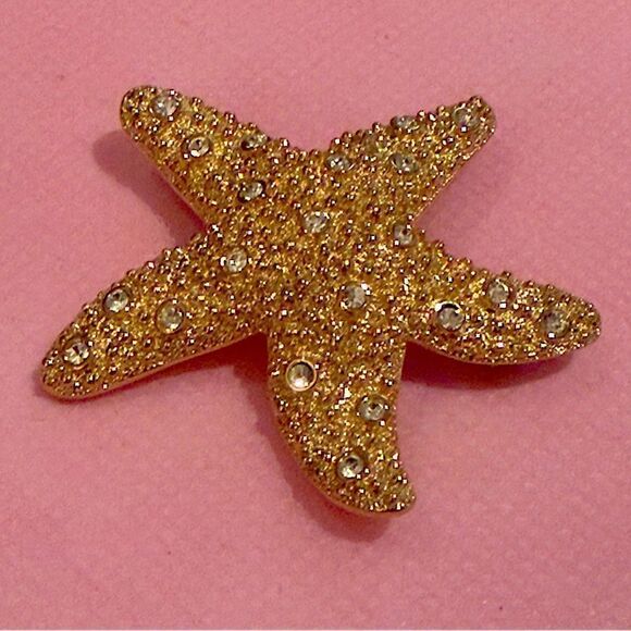 Vintage Swarovski gold crystal starfish pin 2” - Picture 7 of 9